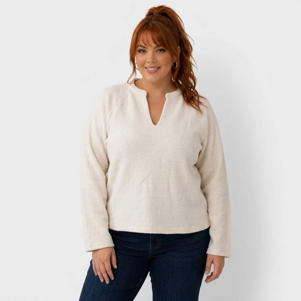 Haven Well Within Notch-Neck Pullover Sweater Size XS Cream
